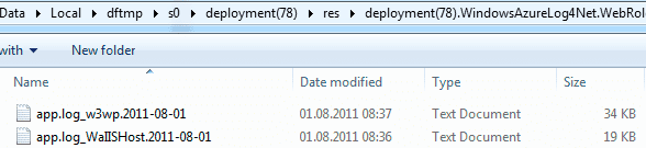 Log files in local store in DevFabric Skjermbilde 2011 08 01 kl 08 37 35